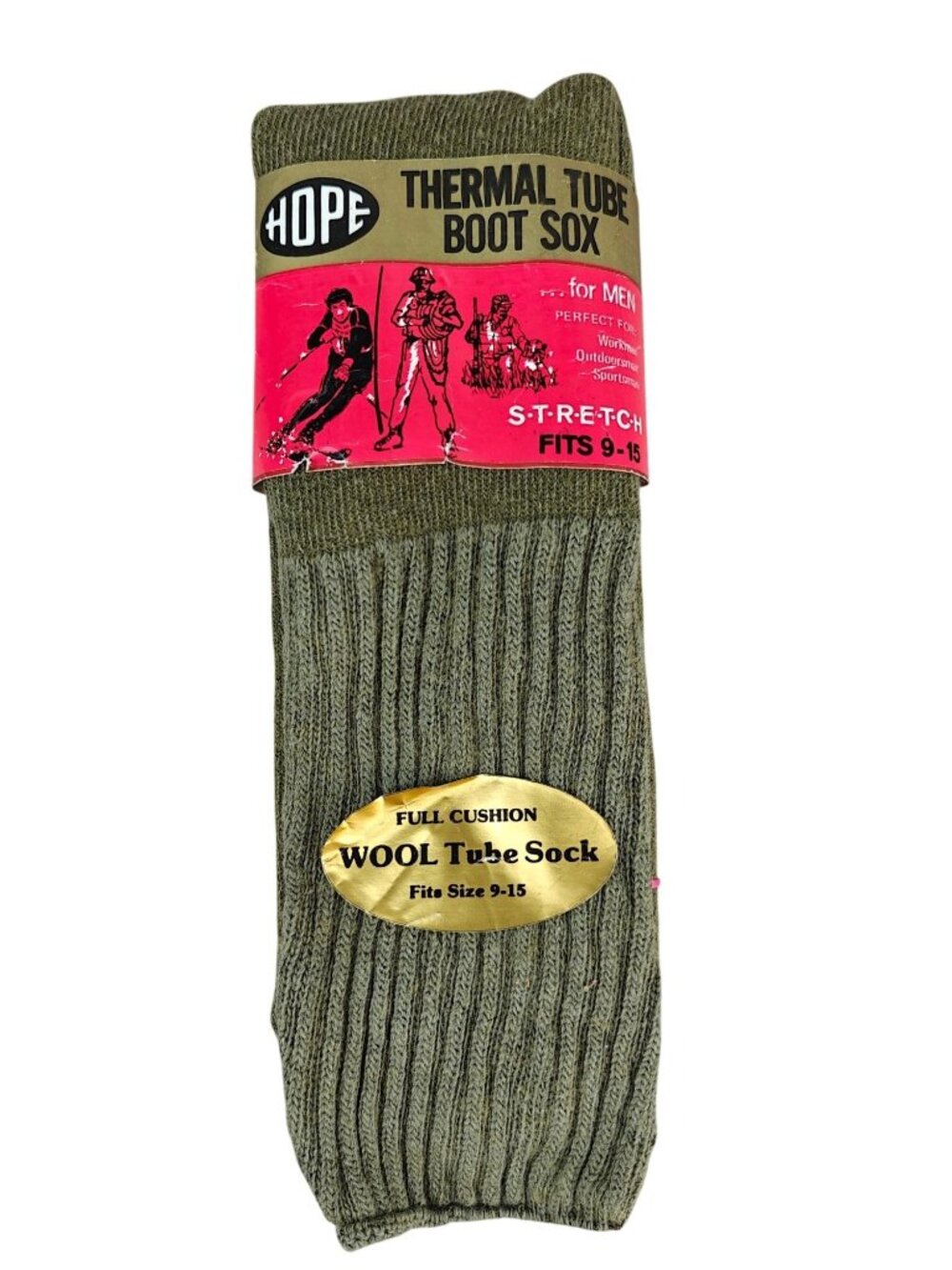NWT Vintage Hope Men's Wool Blend Thermal Tube Boot Sox Green Stretch Size 9-15